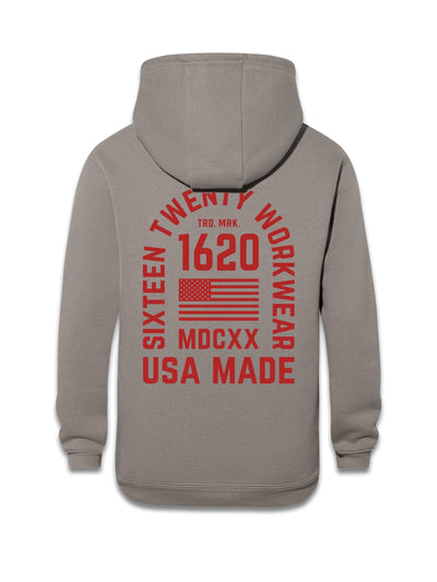 Stacked Logo Work Hoodie Sweatshirts 1620 workwear Grey Red Small