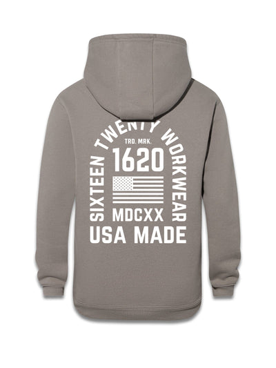 Stacked Logo Work Hoodie Sweatshirts 1620 workwear Grey White Small
