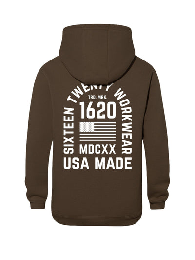 Stacked Logo Work Hoodie Sweatshirts 1620 workwear Dermitasse White Small