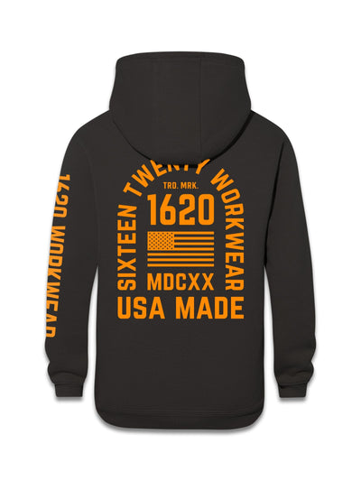 Stacked Logo Work Hoodie Sweatshirts 1620 workwear Black Orange Small