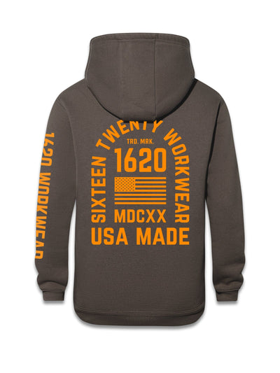 Stacked Logo Work Hoodie Sweatshirts 1620 workwear Granite Orange Small