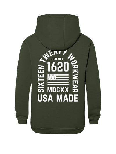 Stacked Logo Work Hoodie Sweatshirts 1620 workwear Hunter Green White Small