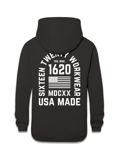 Stacked Logo Work Hoodie Sweatshirts 1620 workwear Black White Small